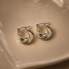 Stainless Steel Gold Silver Mixed Color Round Twisted Hoop Earrings for Women Fashion Gold Plated Geometric Ear Buckle Jewelry