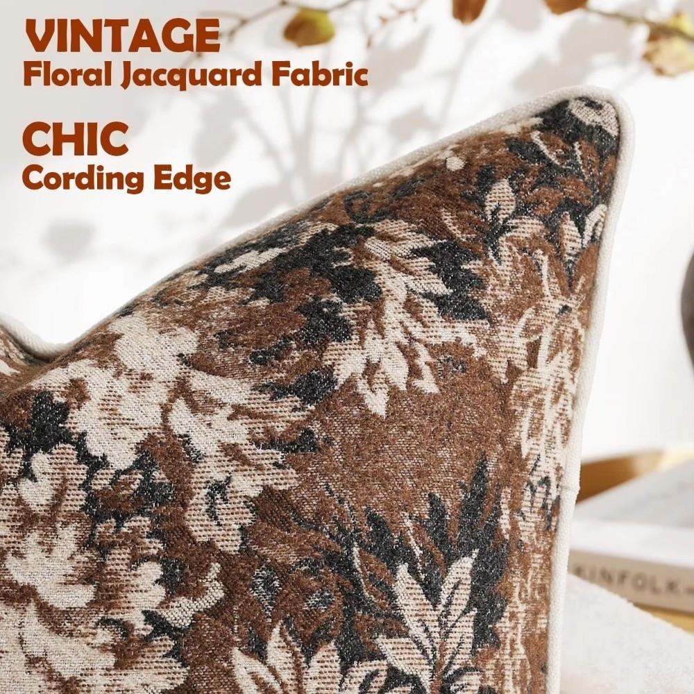 Yarn-Dyed Floral Throw Pillowcase Chenille Fabric Accent Couch Pillow  Sofa Cushion Cover