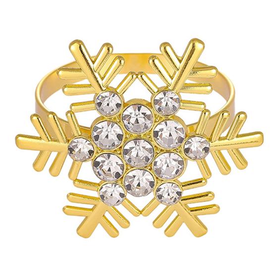 1/2/6Pcs Golden Metal Napkin Ring Faux Pearl Decor Snowflake Design Winter-themed Napkin Holders Weddings Parties Table Decor