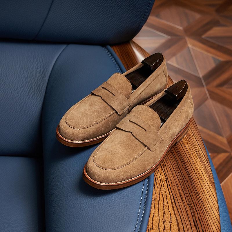 

Мужские матовые кожаные замшевые мокасины без застежек - зимние повседневные мокасины 45