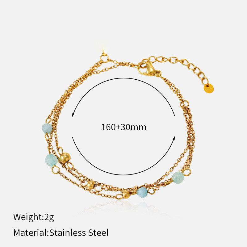 

3 Layer Stackable 18K Stainless Steel Bracelet Natural Stone Beaded Luxury Premium Versatile Titanium Steel Jewelry 1