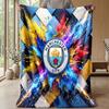 Manchester City Theme Blanket Soft Flannel Blanket Plush Throw Blanket Cozy Sofa Bed Blanket for Home Decor