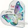 Heart-Shaped Acrylic Butterfly Decor with Bible Verses - Inspirational Christian Gifts for Women, Mom, Sisters, Friends - Religious Scripture Prayer 