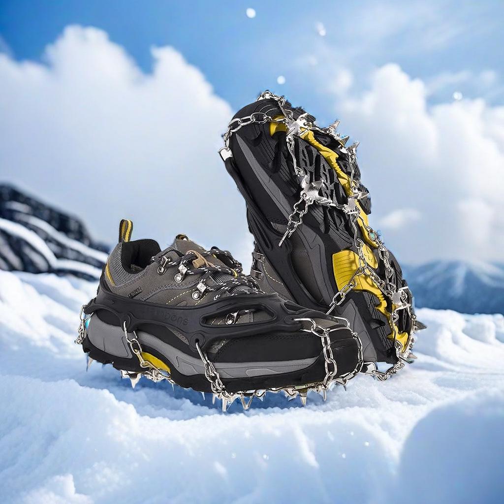 Crampones de Hielo de Acero Inoxidable de 8/10 Dientes para Exteriores: Cubiertas antideslizantes para raquetas de nieve para escalada y senderismo