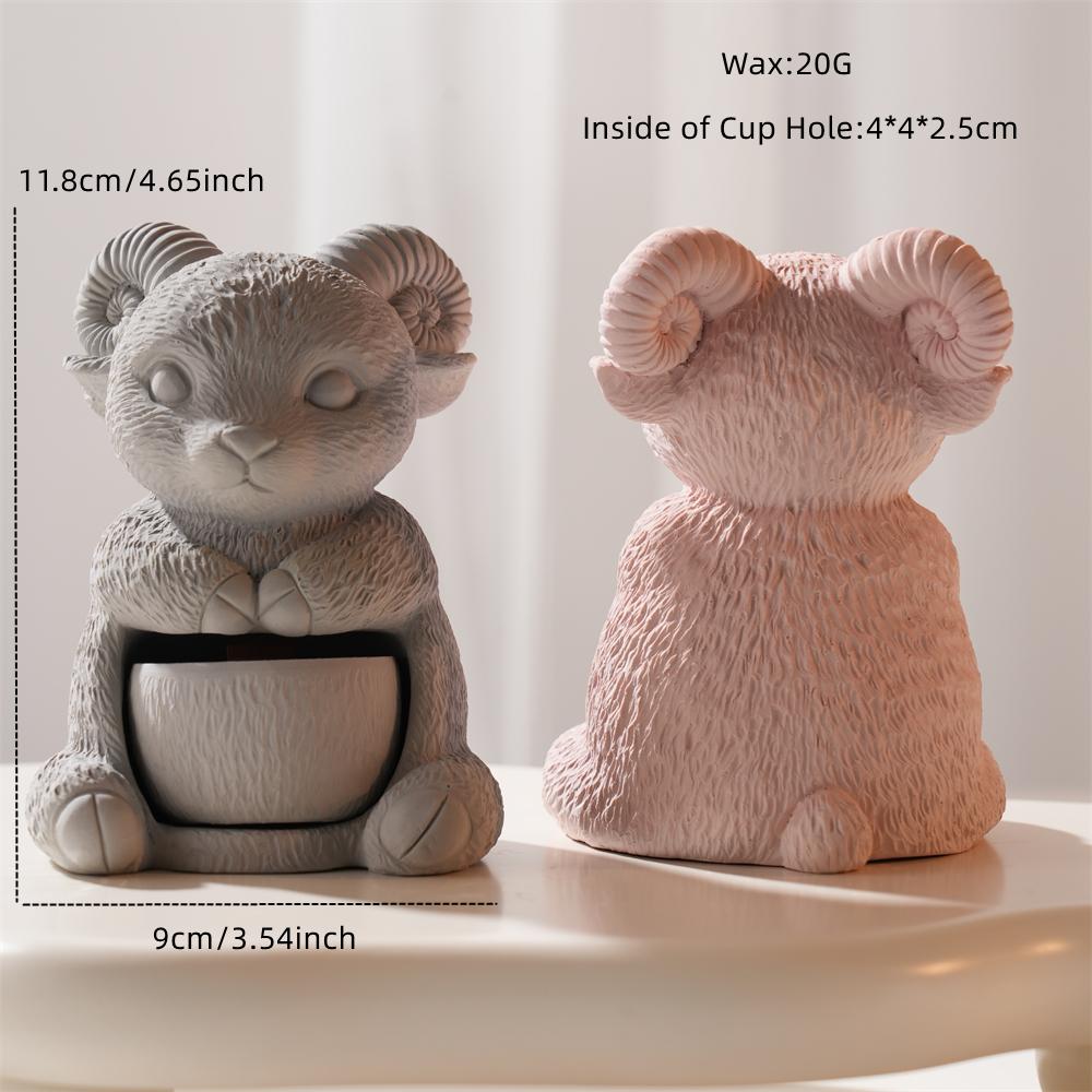 Sheep Shape Hollow Candle Holder Silicone Mold Concrete Plaster Candlestick Mold Epoxy Resin Lamb Candle Holder for Candle Jar