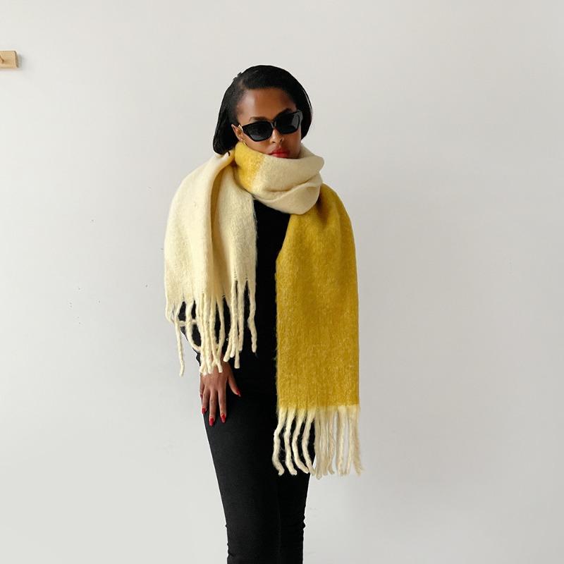 Autumn and winter new Maillard imitation cashmere plaid scarf women's winter high sense versatile shawl thickened, warm circumference