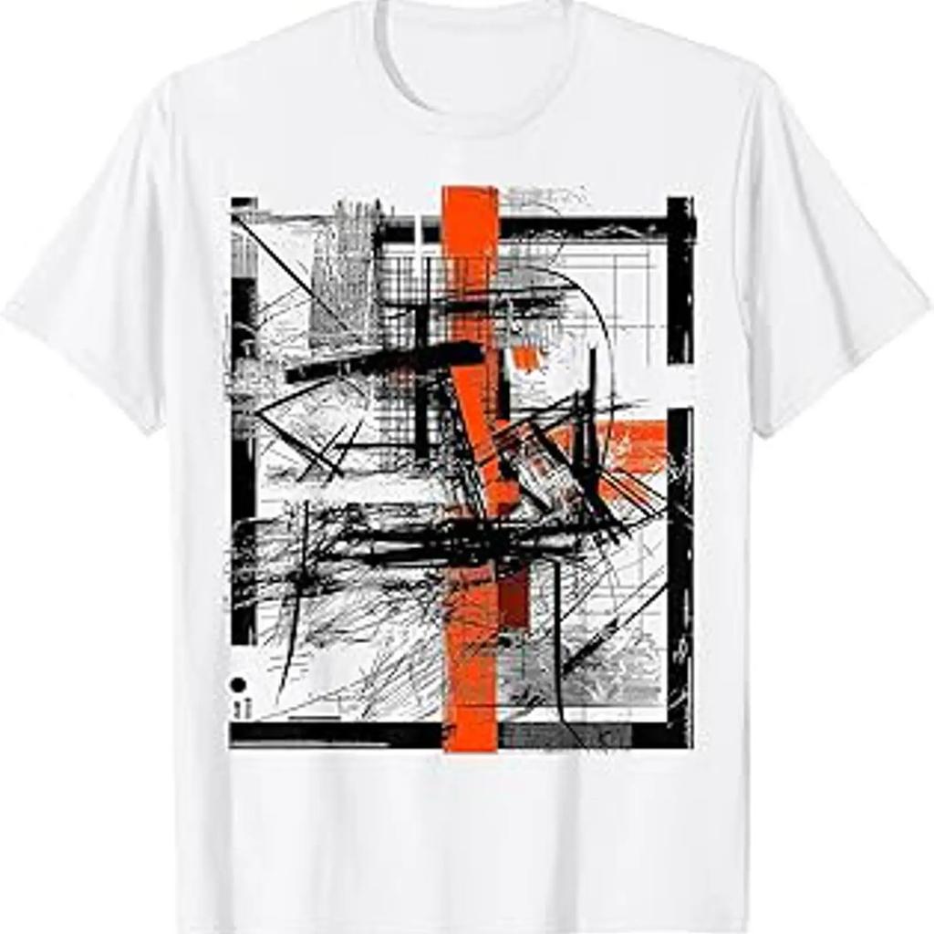 Art Drawing Abstract Geometric T Shirt Vintage Slightly Comfortable Versatile Homme Stylish Casual Designer Clothes