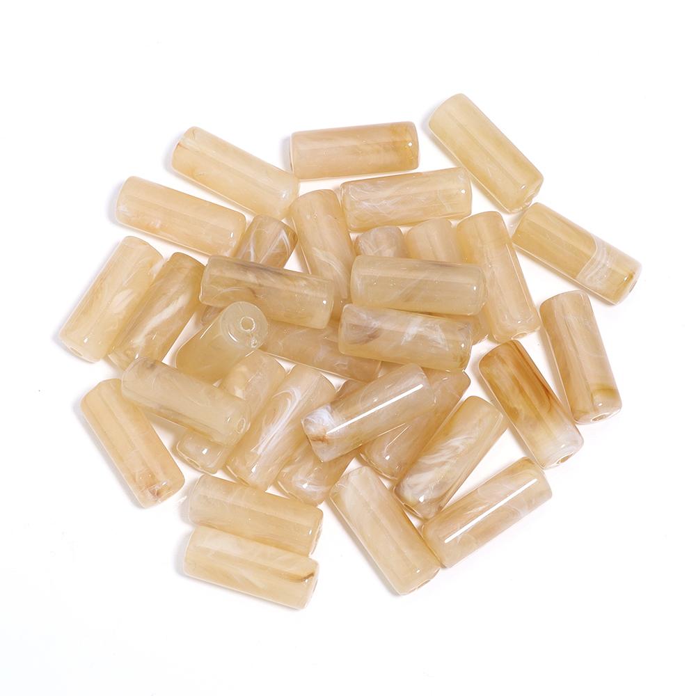 50pcs/lot Acrylic Beads Cylinder Shape Imitation Stone Tube Spacer Beads for Jewelry Making DIY Necklace Pendant Accessories