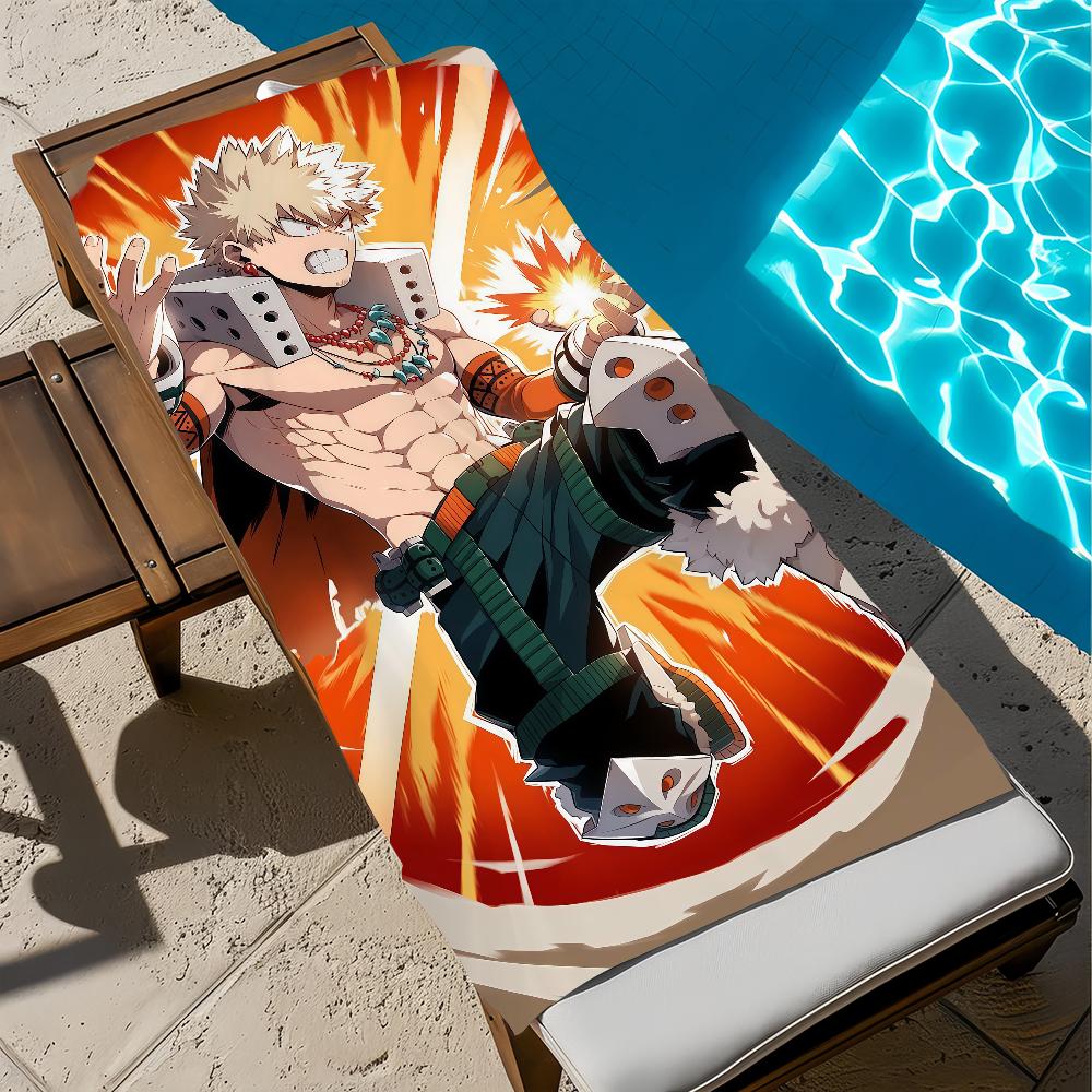 cool anime k-Katsuki b-Bakugo Towel Large Quick-Drying Microfiber soft Beach Towel for Travel Fitness Sauna Bathing Camping