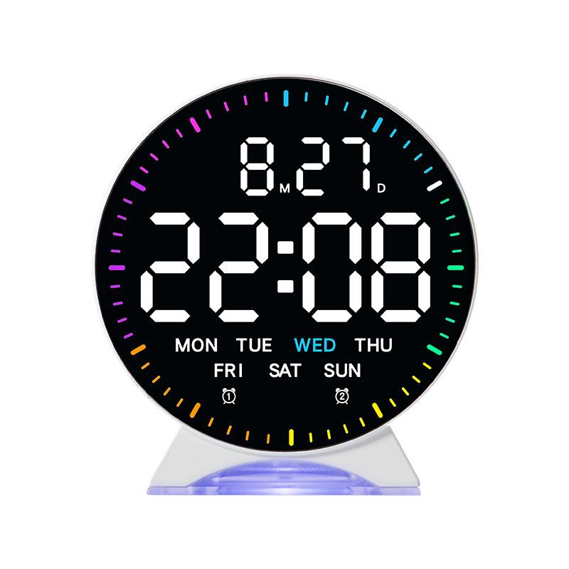 Personalized Jumping Seconds Display Electronic LED Alarm Clock Desktop Ambient Light Decor USB Table Clock with Auto Dimmming