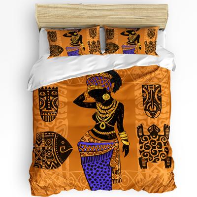 Afrikanische Frau Tanz Ethnische Kultur Vase 3-teiliges Bettwäscheset Für Schlafzimmer Doppelbett Heimtextilien Bettbezug Steppdeckenbezug Kissenbezug