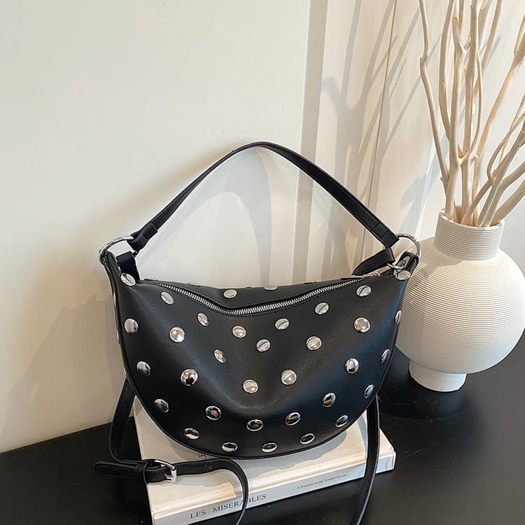 Rivet Crescent Armpit Bag Shoulder Messenger Women's Bag