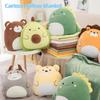 Practical Flannel Cartoon Pillow Quilt Soft Storage Design Animal Pillow Blanket Stuffed Comfortable Nap Blanket Travel