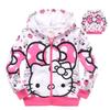 Girls Cotton Cute Cartoon Print Jacket Fleece Lined Hooded Zipper Outer Wear Casual Warm