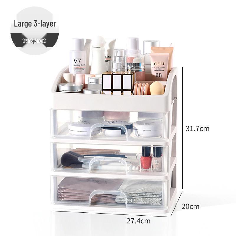 Large Capacity Desktop Cosmetic Storage Box with Drawers for Skincare and Lipstick