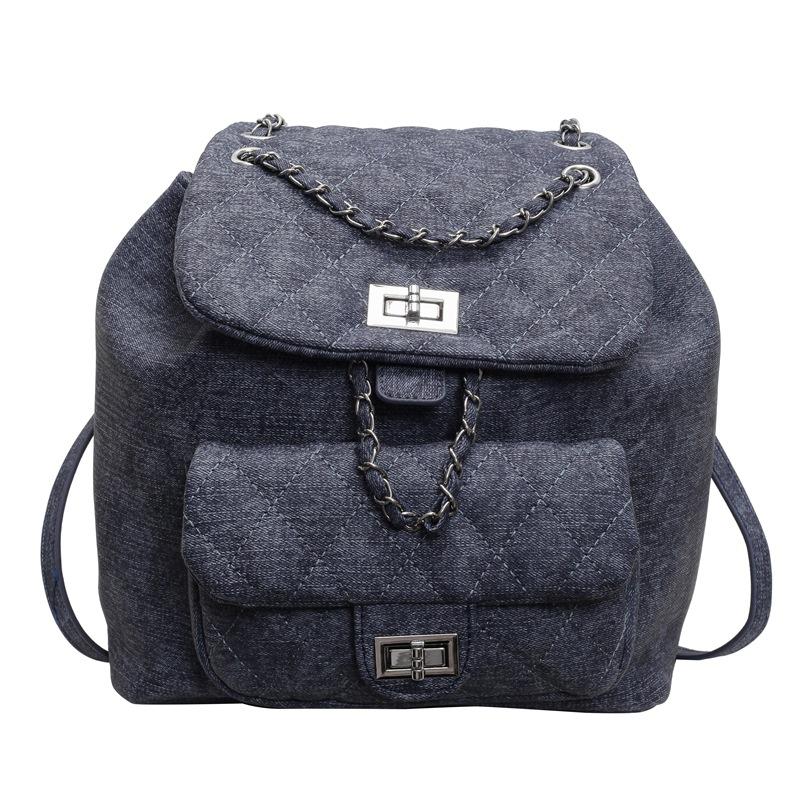 Rhombus embroidered thread women's backpack new trendy summer simple chain backpack student travel small backpack