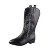 Large Size High Boots Women's Fashion Embroidery Pointed Head Low Heel Boots Women