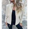 Women S Casual Wool Blend Lapel Tie Fake Pocket Blazer Coat