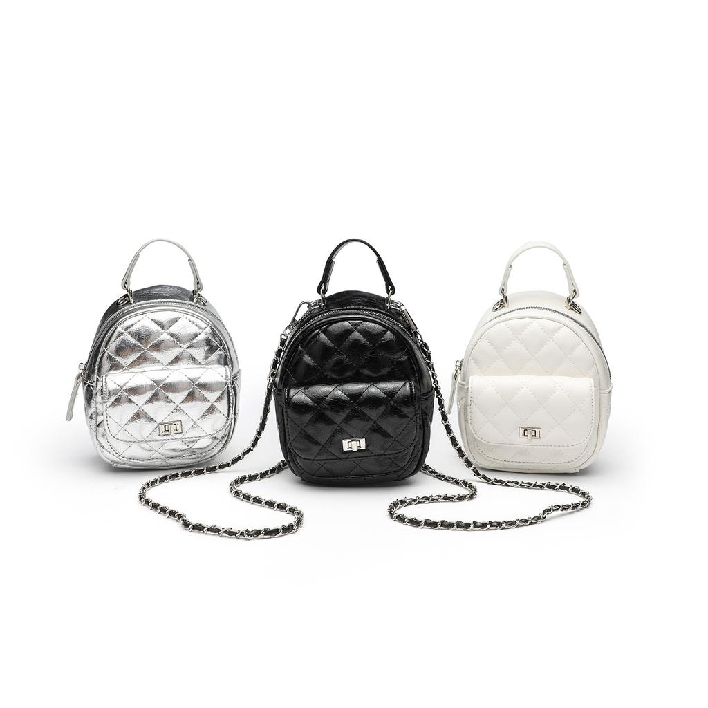 Korean Leisure Rhombus Backpack Women's Fashion Texture Travel Small Schoolbag Niche Simple Versatile Chain Small Backpack