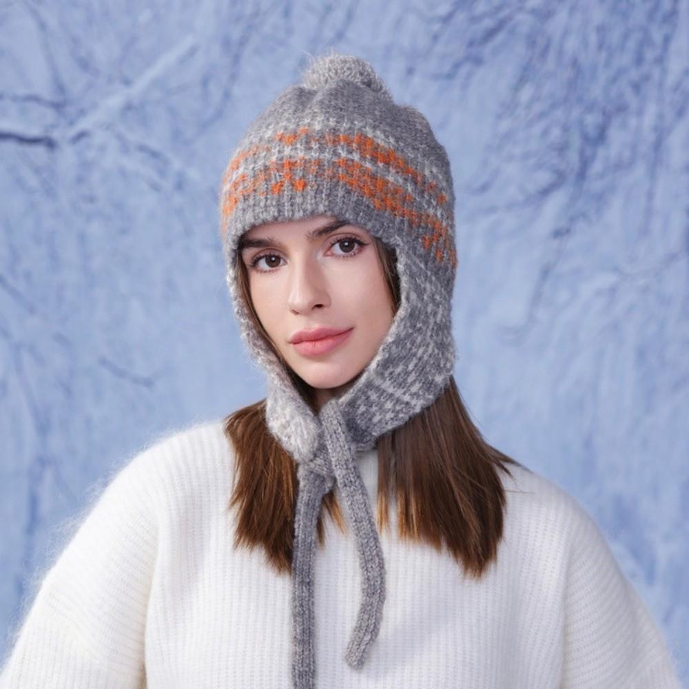 Y2k Ear Protection Cap Weave Women Wool Cap Sweet Knitted Beanies Caps Streetwear