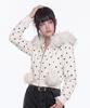 The Green Lab Fur Hood Dot Zip-Up [White]