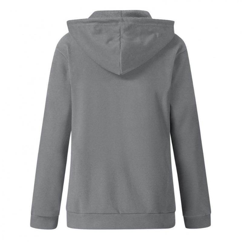 Women S Solid Color Long Sleeve Hooded Zip Up Sweatshirt With Pockets Drawstring