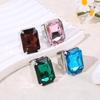 European & American Style Niche Design Rhinestone Gem-Embellished Open Ring, High-End Square Ring