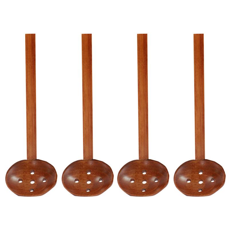 4Pcs Wooden Spoon Ramen Soup Spoon Ladle Japanese Kitchen Spoons Long Handle Restaurant Dinner Serving Spoon Set Wood Tableware