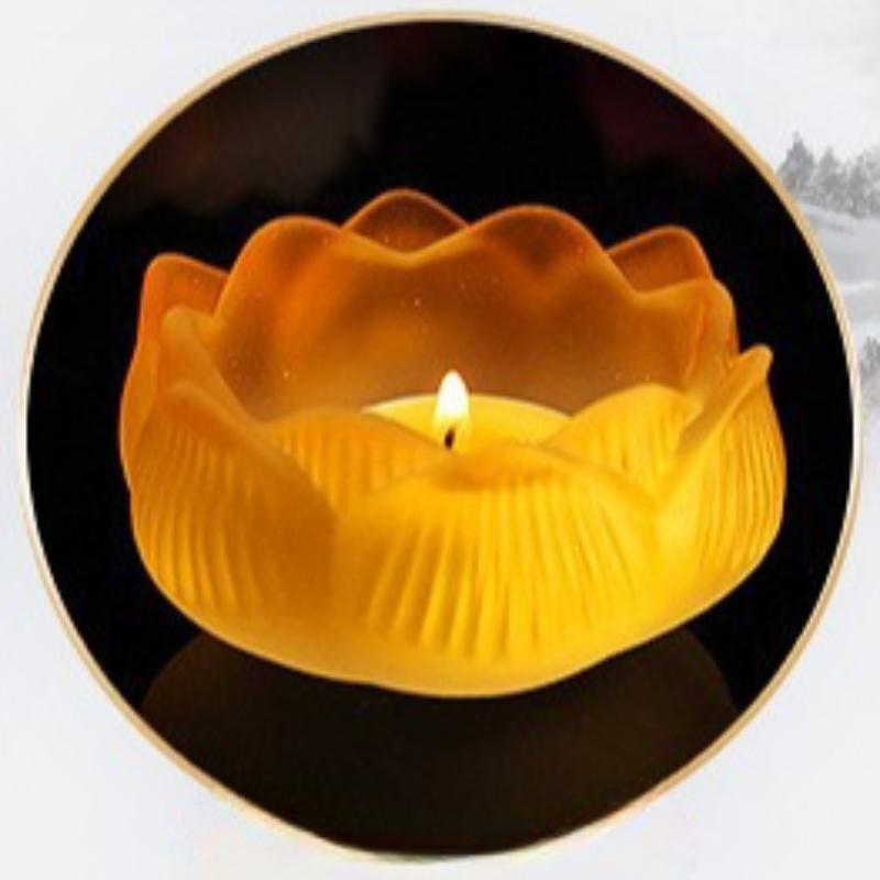 

Seven Color Glass Lotus Oil Lamp Household Candle Holder Candlestick Buddha Before Offering The Long Ming Lamp Table Decoration