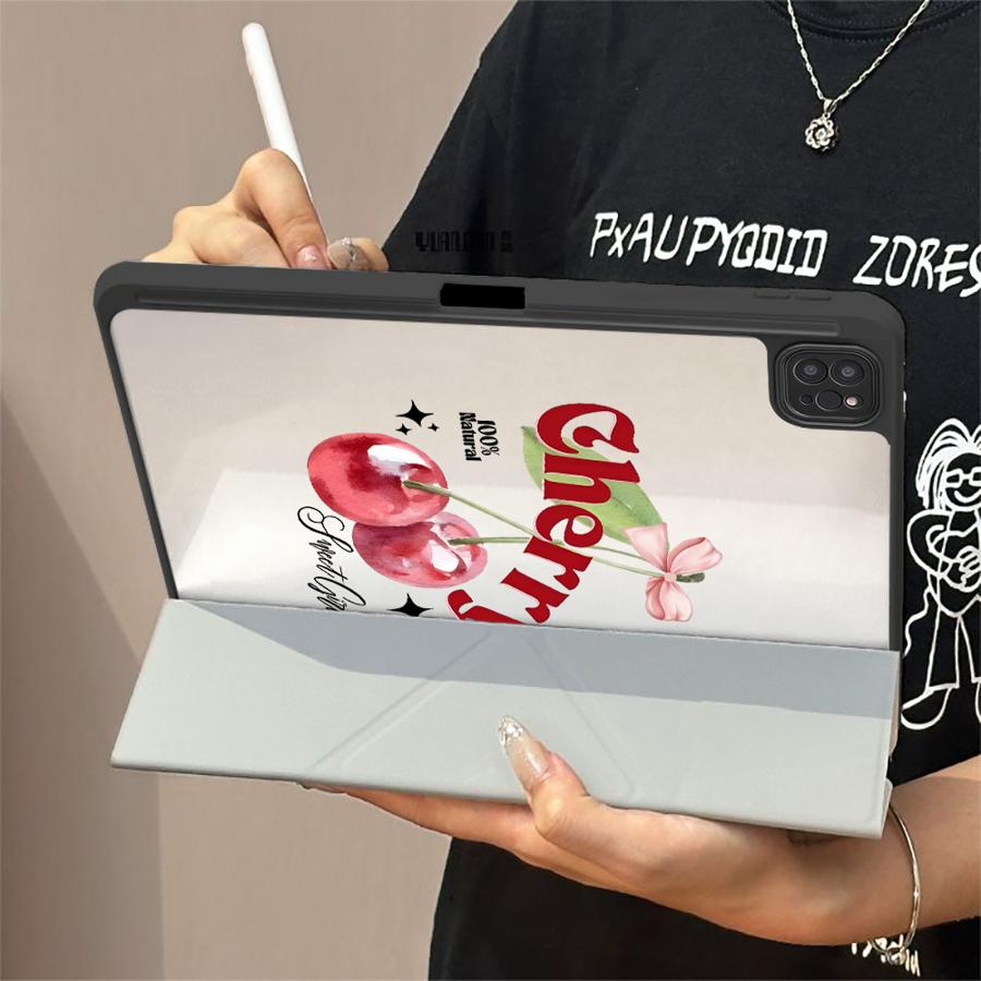 Fruit Cherry Holder Cover Tablet Case For iPad Air 4 5 M3 M2 1 2 M4 11inch Pro 2025 Pro 11th 10th 9th 8th 7th 12.9inch Mini 6 7