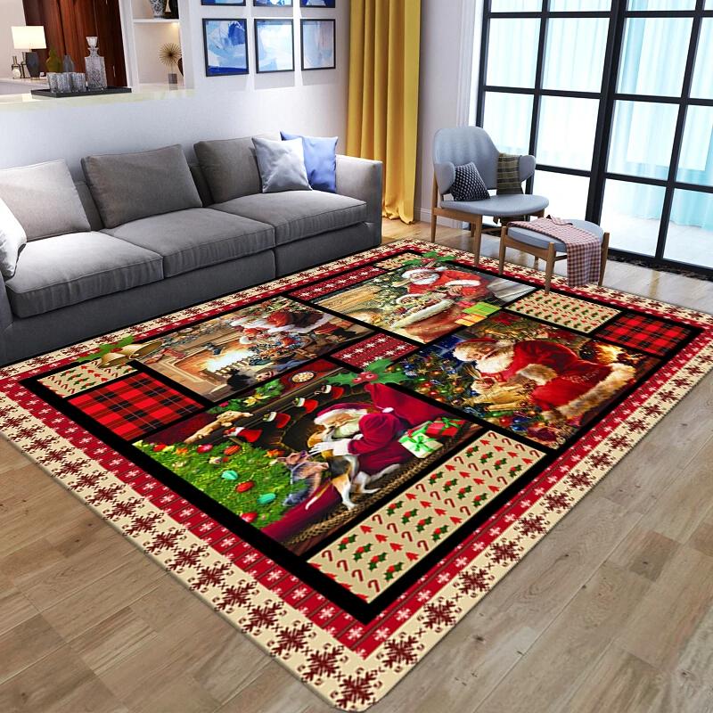 Cartoon Snowman Carpet Merry Christmas Area Rug For Living Room Bedroom Bedside Decor Home Entrance Door Mat Anti-slip Floor Mat