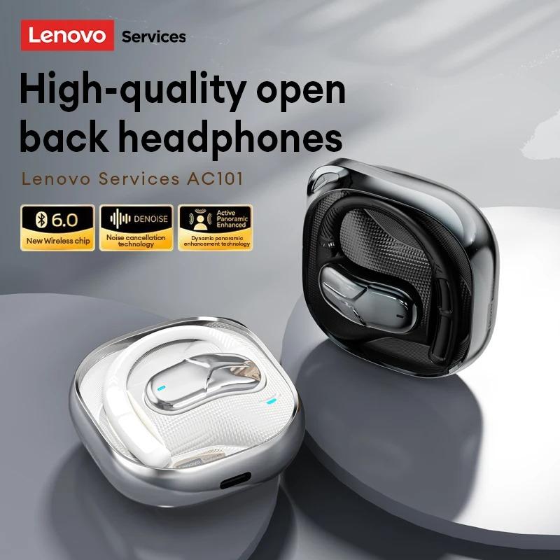 Lenovo AC101 Auricolari ad conduzione aerea ad orecchio aperto – Bluetooth 6.0, Driver Hi-Fi da 14,2 mm, Batteria da 30 h, Chiamate HD ENC, IPX4 Sport Waterproof