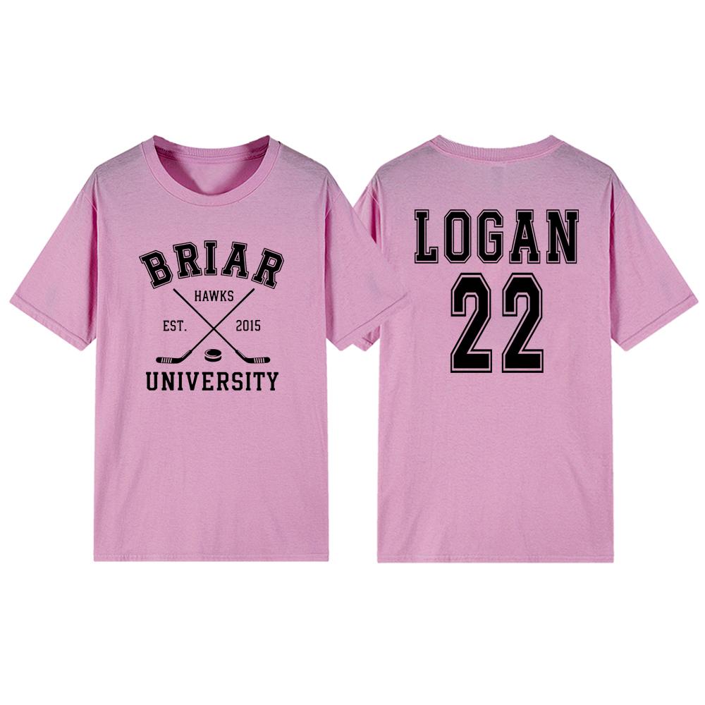 Briar University Logan 22 Hockey Two-Sided T-Shirt Off Campus Series Shirt Hockey Romance Tee Unisex Casual Graphic T Shirts