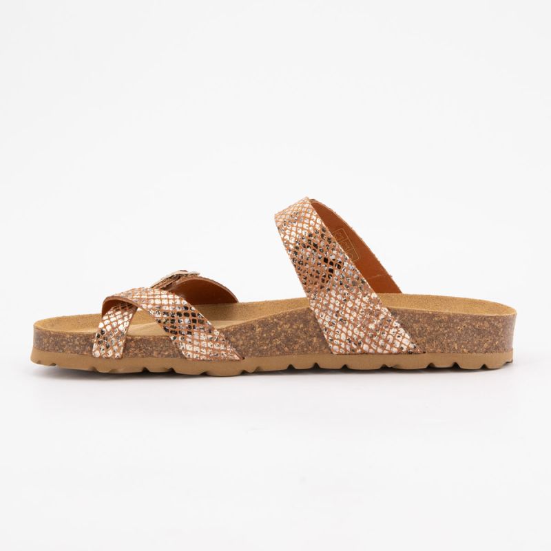 Mules cairon cafe motif serpent effet gold Femme I AM