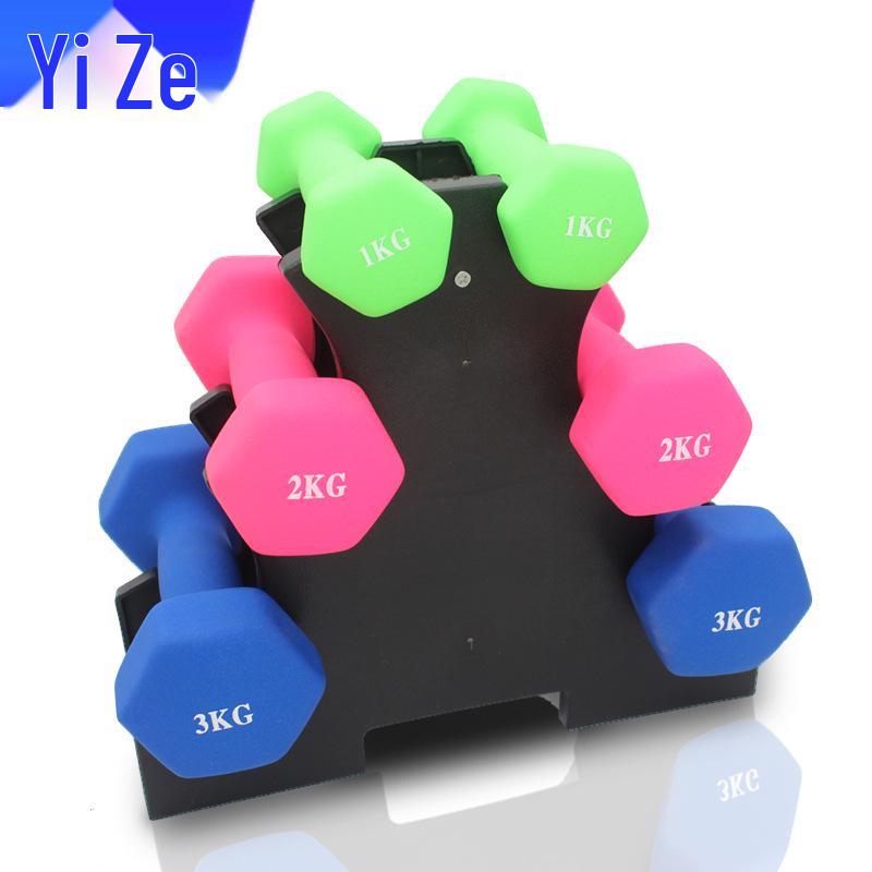 Three-Tier Plastic Coated Dumbbell Rack for Home Fitness