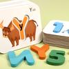 Wooden Educational Card Set Toys Children Alphabet Number Matching Gift Games