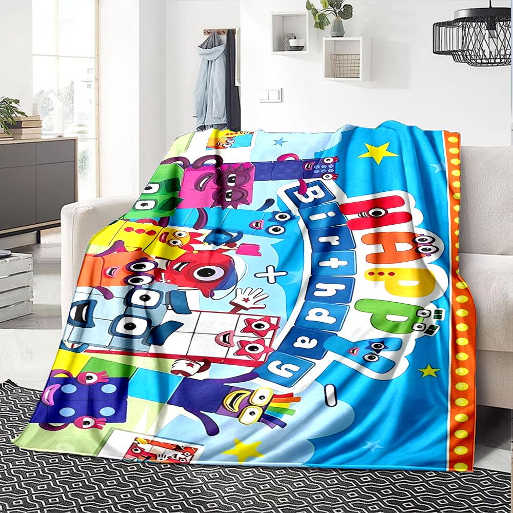 Numberblocks Theme Printed Blanket - Perfect for Couch, Bed, Travel & Outdoor Use | Machine Washable, Cozy & Durable.