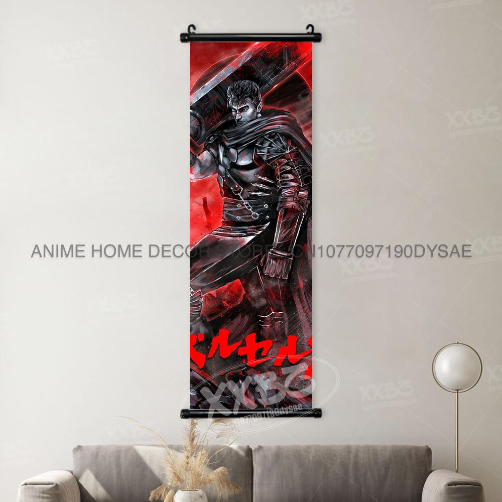 Berserk Poster Zwarte Zwaardvechter Muurkunst Schilderijen Anime Guts Hangend Schilderij Griffith Behang Casca Huisdecoratie (as the picture,40x120cm(16x48inch))