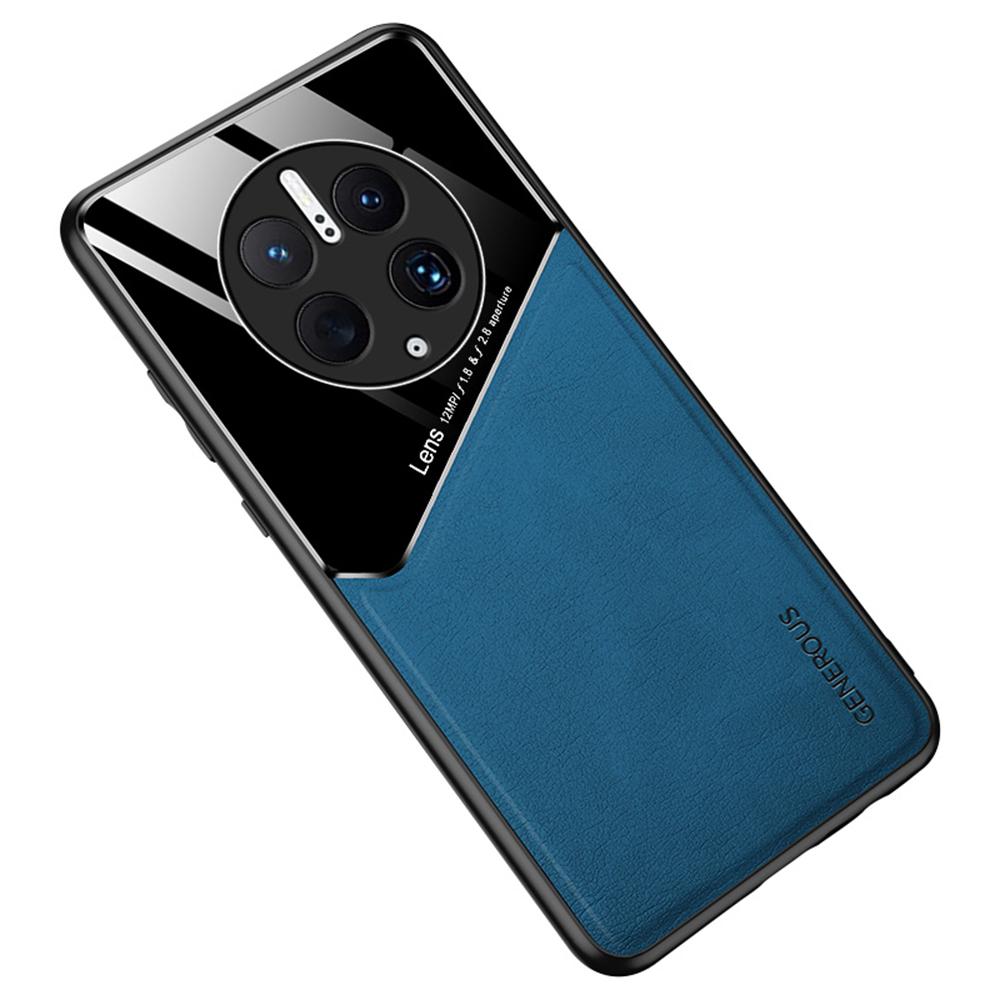

For Huawei Mate 50 Pro 4G Anti-Drop Phone Case TPU+PC+PU Leather Slim Phone Cover Support Magnetic Car Mount Blue