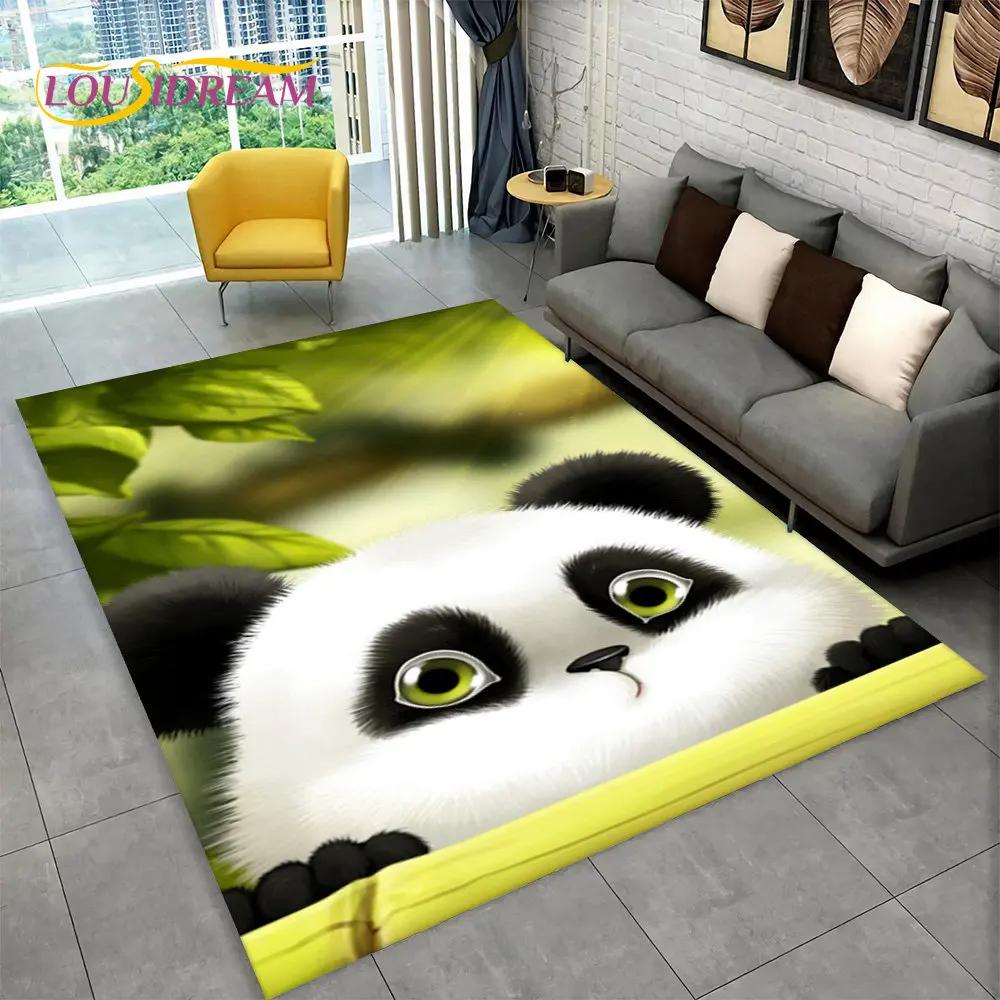 Dywan z motywem zwierząt z kreskówek Panda, dywanik do salonu, sypialni dziecięcej, sofy, wycieraczki, kuchni, antypoślizgowa mata podłogowa