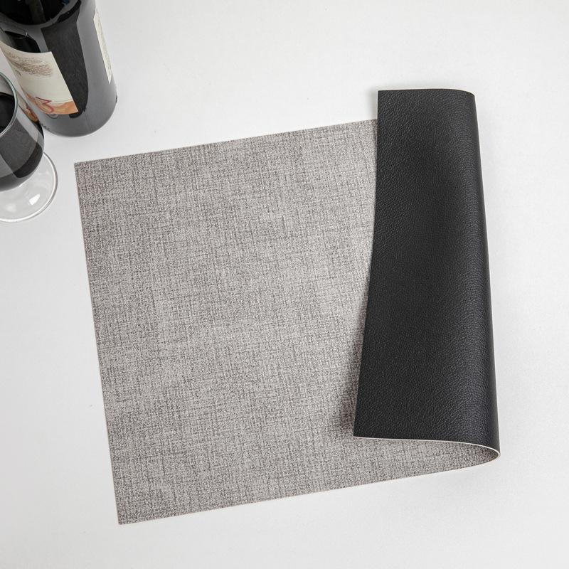 Popular hot-selling leather placemat thermal insulation mat dining table vegetable mat coaster carbon fiber cloth pattern lychee pattern