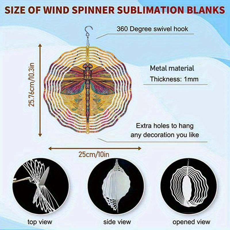 10 Inch Hanging Wind Spinner with 360 Degree Hook for Balcony Garden Decor Spring Summer Outdoor Decoration