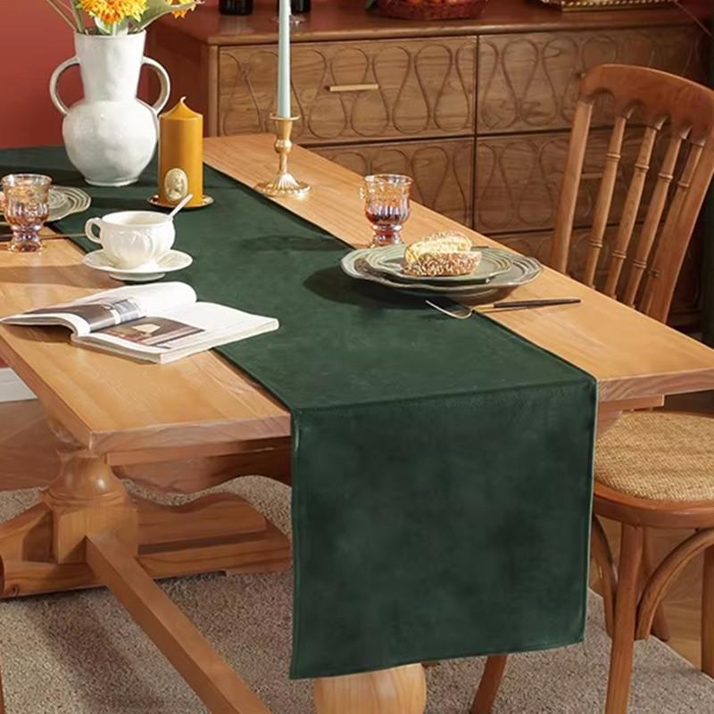 35*180CM Luxury Velvet Table Runner,Washable Green Dining Table Decoration For Farmhouse Table Dresser Wedding Party Home