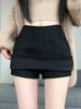 High Waist Retro Suede A-line Mini Skirt for Women