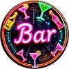 D-Moll Neon Stil Bar Cocktail Wein Flasche Rundes Metallschild Buntes Martiniglas Getränke Zirkuläres Blechschild