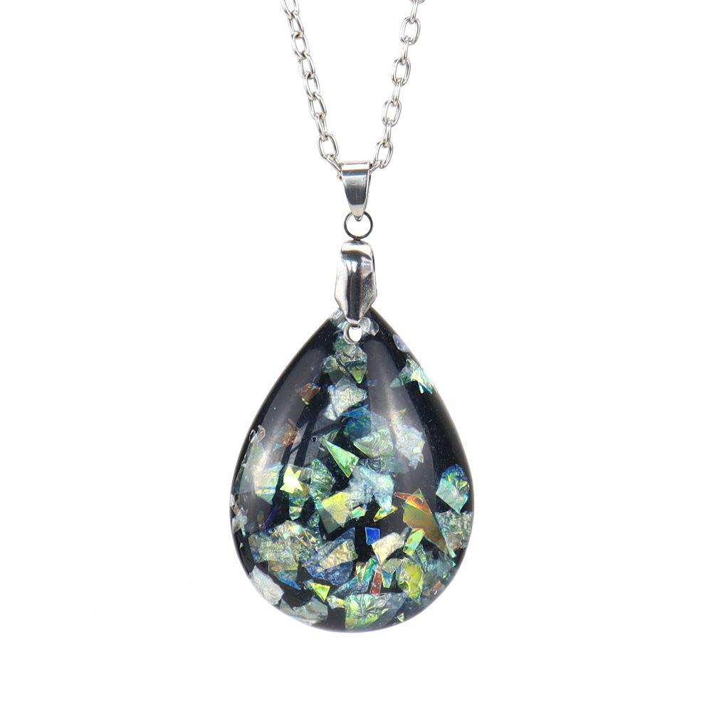 

Multicolor Corrugated Shell Sheet Resin Water Drop Pendant Necklace Jewelry N674