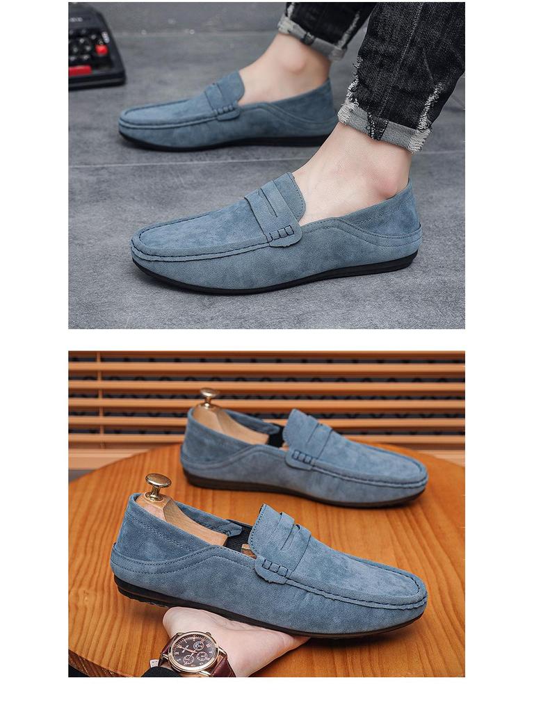 Men's Spring Suede Moccasins: Trendy British Loafers, Slip-On Driving Shoes