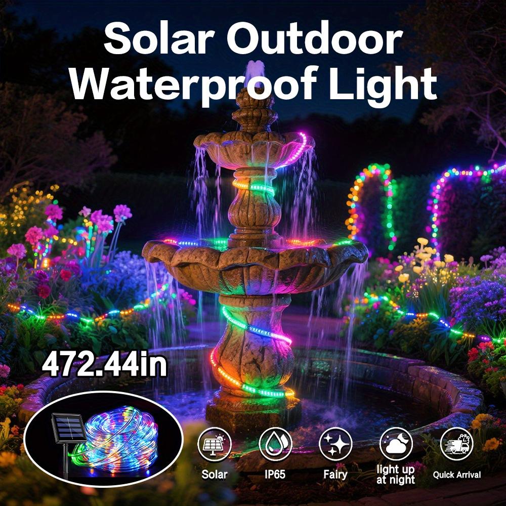 LED-Springbrunnenlicht 12m/472in Solar-Lichterkette Outdoor Solarbetrieben Lichterkette 8 Modi für Baum Garten Party Weihnachten Hochzeit Dekoration
