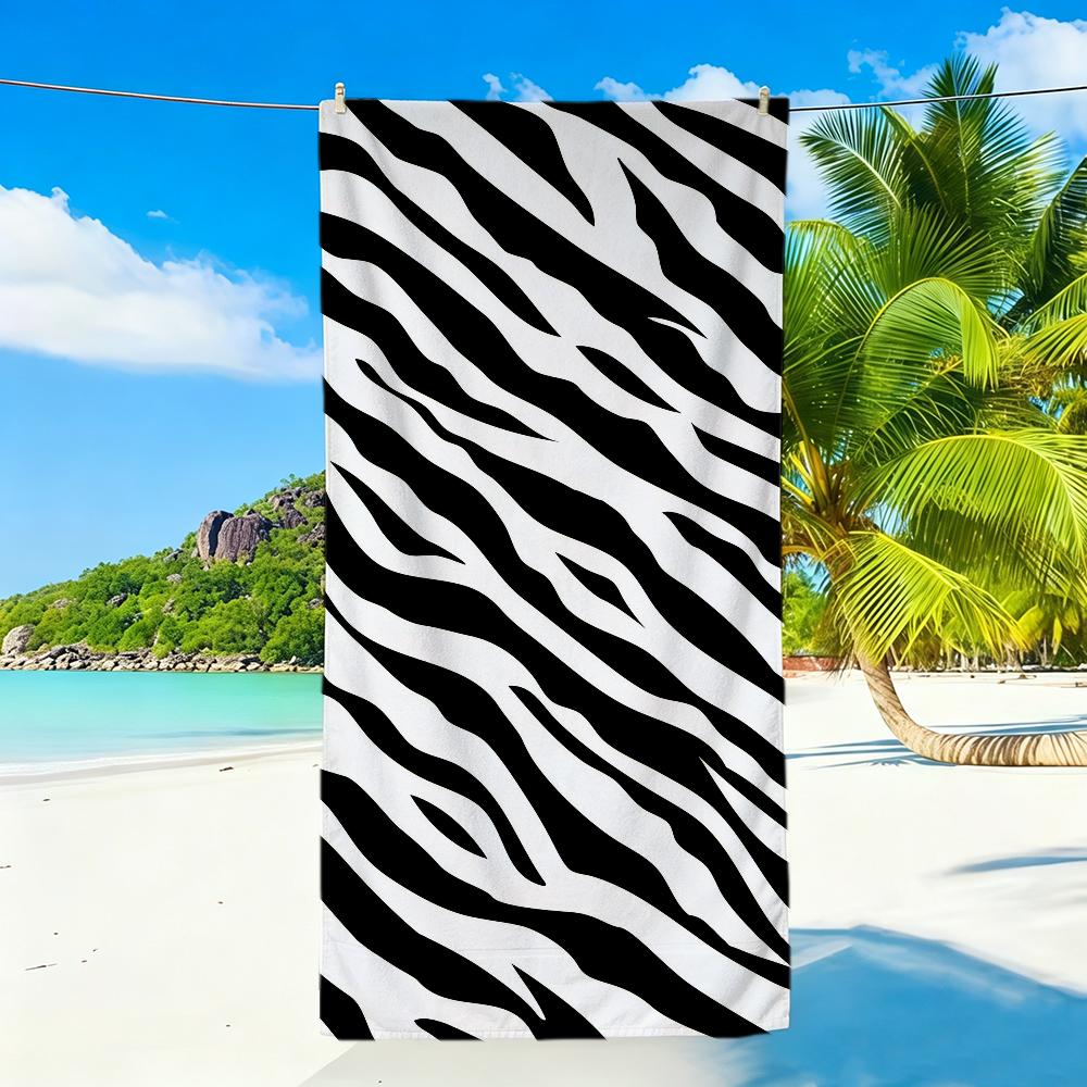 Zebra Pattern Towel Sports Quick Dry Travel Camping Sandproof Soft Light Large Beach Towel