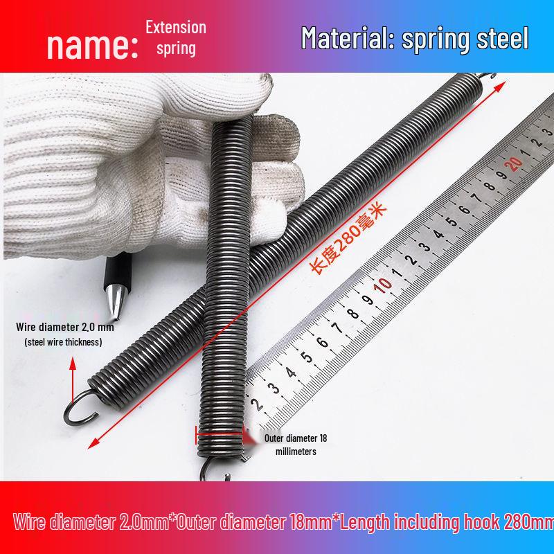 Mola de Tração de Aço Mola Amarela com Gancho para Extensão de Empilhadeira Elétrica, Diâmetro Externo 12-22mm, Arame 2.0mm, Alta Força de Tração